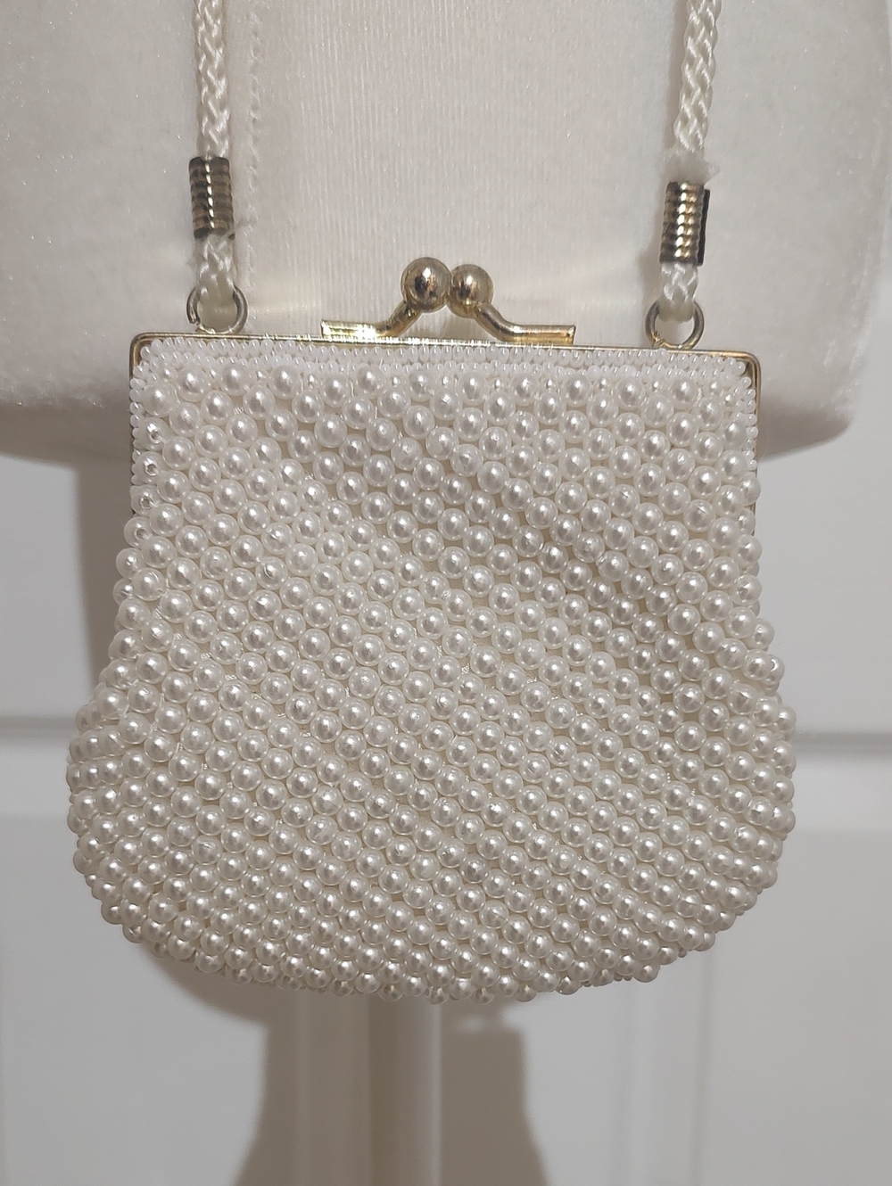 Pearl Beaded Evening Bag - White
